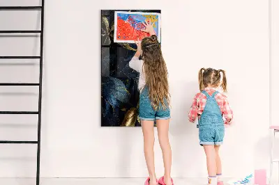 Dark floral magnetic glass dry erase board
