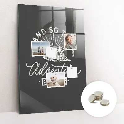 Magnetic glass dry erase board with retro poster design