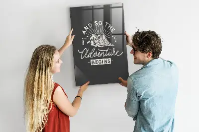 Magnetic glass dry erase board with retro poster design