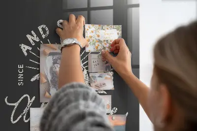 Magnetic glass dry erase board with retro poster design