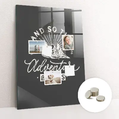 Magnetic glass dry erase board with retro poster design
