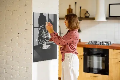 Magnetic glass dry erase board with retro poster design
