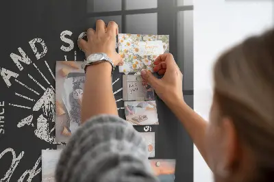 Magnetic glass dry erase board with retro poster design