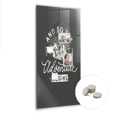 Magnetic glass dry erase board with retro poster design