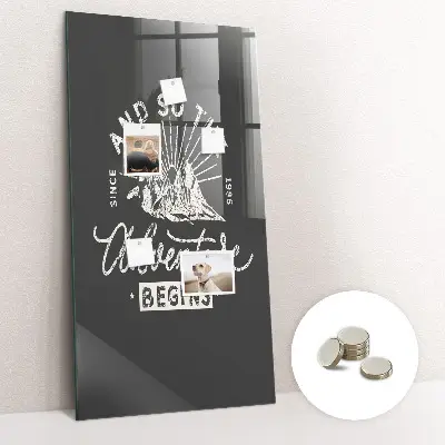 Magnetic glass dry erase board with retro poster design