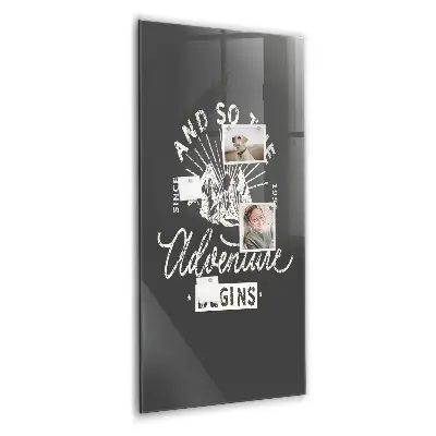 Magnetic glass dry erase board with retro poster design