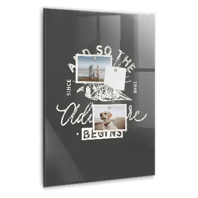 Magnetic glass dry erase board with retro poster design
