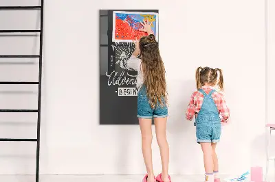 Magnetic glass dry erase board with retro poster design