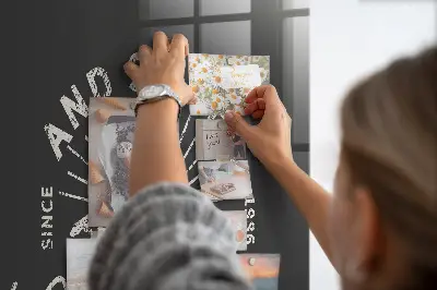 Magnetic glass dry erase board with retro poster design