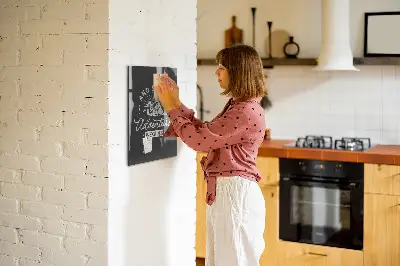 Magnetic glass dry erase board with retro poster design