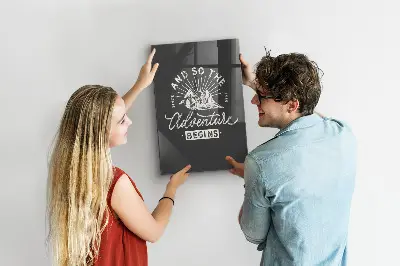 Magnetic glass dry erase board with retro poster design