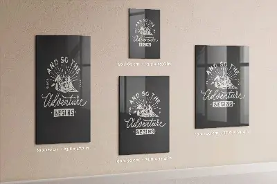 Magnetic glass dry erase board with retro poster design