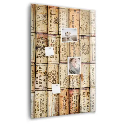 Magnetic glass dry erase board with wine corks design