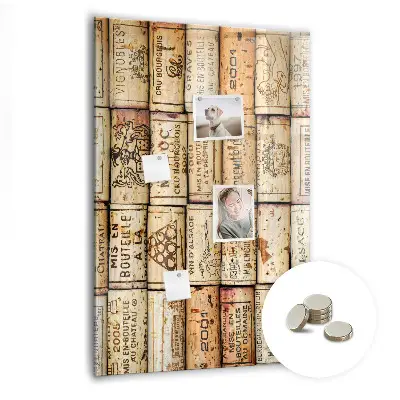 Magnetic glass dry erase board with wine corks design