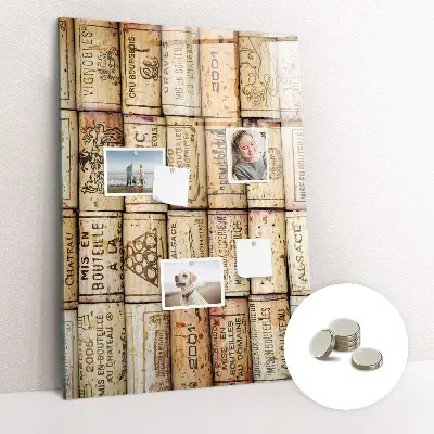 Magnetic glass dry erase board with wine corks design