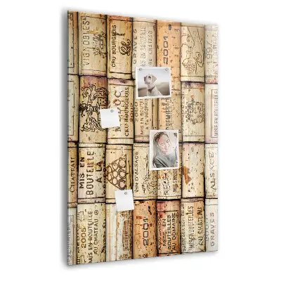 Magnetic glass dry erase board with wine corks design