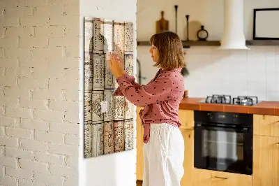 Magnetic glass dry erase board with wine corks design