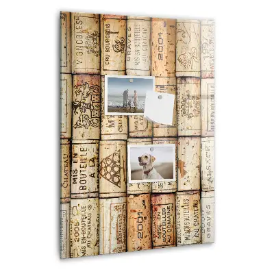 Magnetic glass dry erase board with wine corks design