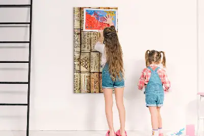 Magnetic glass dry erase board with wine corks design