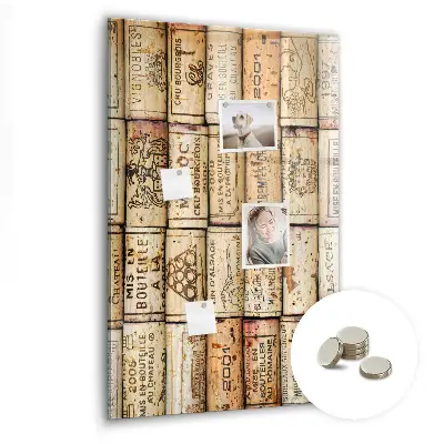 Magnetic glass dry erase board with wine corks design