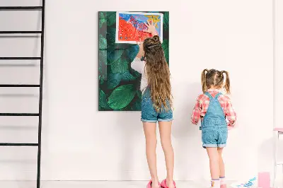 Large tropical leaves magnetic wall board