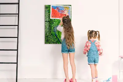 Magnetic glass dry erase board featuring a forest river print