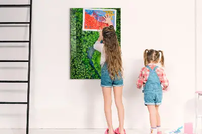 Magnetic glass dry erase board featuring a forest river print