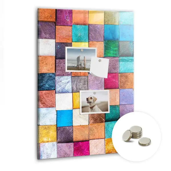 Colorful wooden cube magnet board