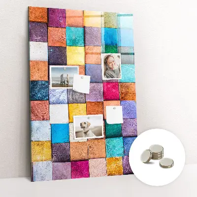 Colorful wooden cube magnet board