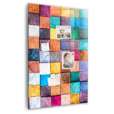 Colorful wooden cube magnet board
