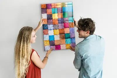 Colorful wooden cube magnet board