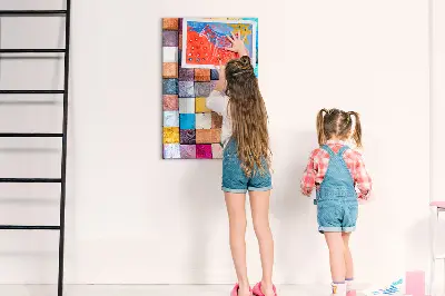 Colorful wooden cube magnet board