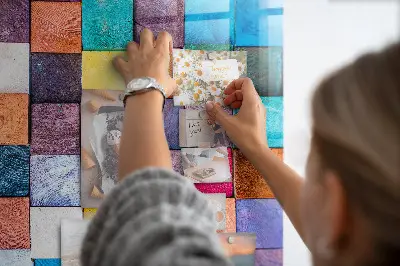 Colorful wooden cube magnet board