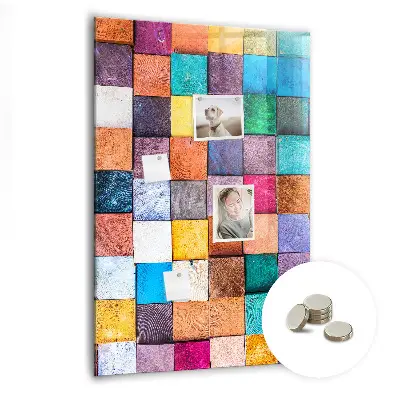 Colorful wooden cube magnet board