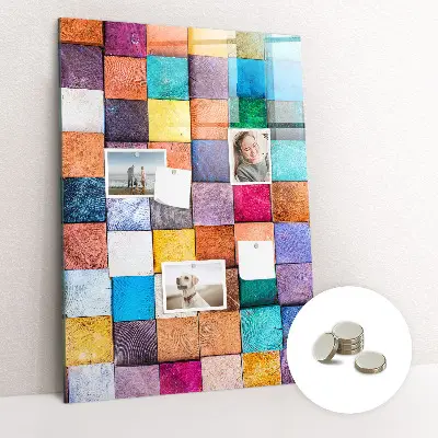 Colorful wooden cube magnet board