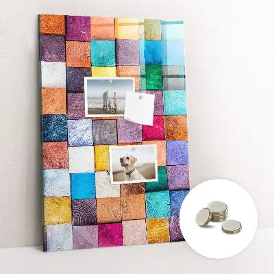 Colorful wooden cube magnet board