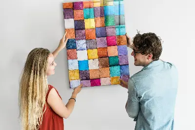 Colorful wooden cube magnet board