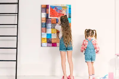 Colorful wooden cube magnet board