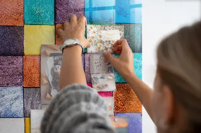 Colorful wooden cube magnet board