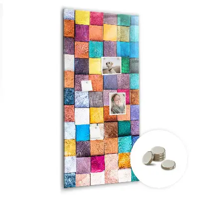 Colorful wooden cube magnet board