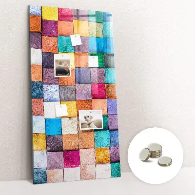 Colorful wooden cube magnet board