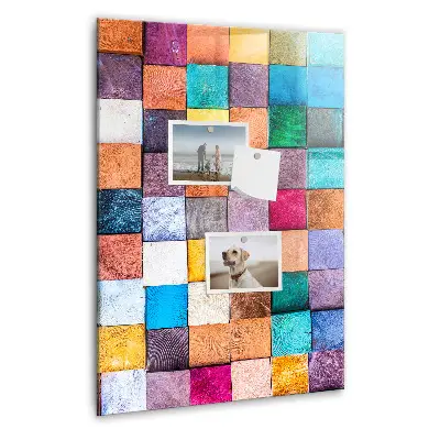 Colorful wooden cube magnet board