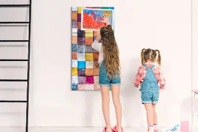 Colorful wooden cube magnet board