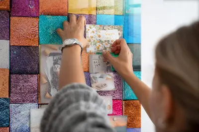 Colorful wooden cube magnet board
