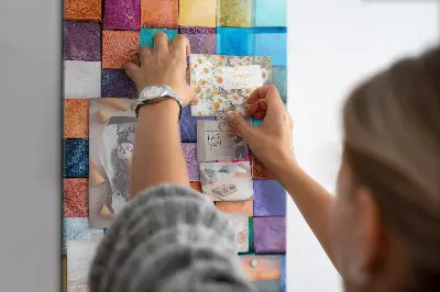Colorful wooden cube magnet board