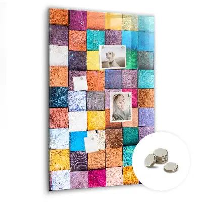 Colorful wooden cube magnet board