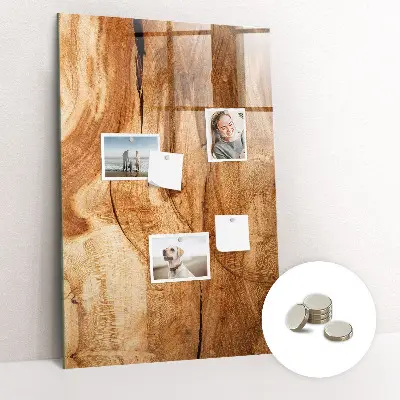 Magnetic glass dry erase board with a natural wood frame