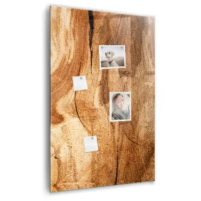 Magnetic glass dry erase board with a natural wood frame