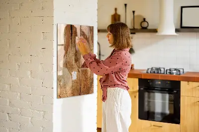 Magnetic glass dry erase board with a natural wood frame