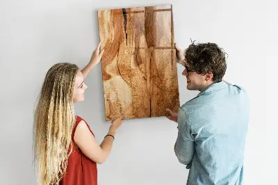 Magnetic glass dry erase board with a natural wood frame